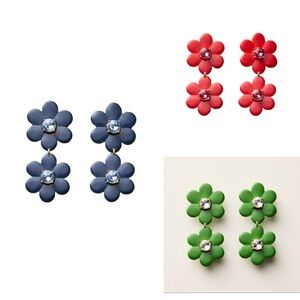 Kate spade 3 Different colors  Green Floral Earrings with Crystal Accents new